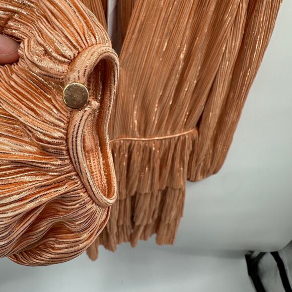 Sabina Musayev NWT Mina Long Sleeve Peach Shimmer Mini Dress // XS - Picture 13 of 16